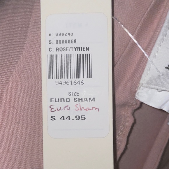 Anthropologie COTTON JERSEY CHANNEL-STITCH QUILTED EURO SHAM IN PINK NWT - Picture 2 of 6